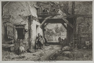 The Farmyard. Charles-Émile Jacque (French, 1813-1894). Etching