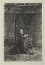 Baby in His Chair. Jozef Israëls (Dutch, 1824-1911). Etching
