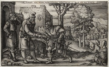 The Prodigal Son. Hans Sebald Beham (German, 1500-1550). Engraving