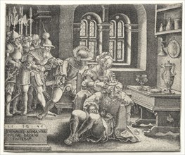 Samson and Delilah, 1545. Hans Brosamer (German, c. 1500-1554). Engraving