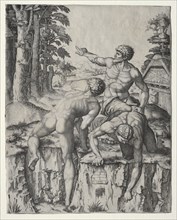 The Climbers (Three Figures from Michelangelo's Battle of Cascina), 1510. Marcantonio Raimondi