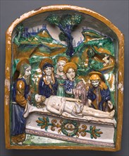 The Entombment, late 1400s. Italy, Faenza, 15th century. Glazed terracotta; overall: 68.6 x 55.9 x