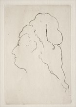 Profile of Eva Gonzales turned to the left, c. 1869. Edouard Manet (French, 1832-1883). Etching