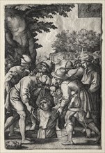 Joseph Lowered into a Well, 1546. Georg Pencz (German, c. 1500-1550). Engraving