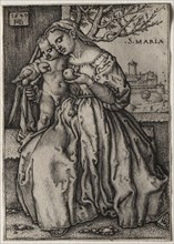Virgin and Child with Parrot, 1549. Hans Sebald Beham (German, 1500-1550). Engraving
