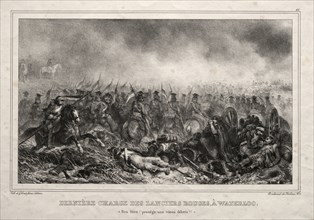 Dernière Charge des Lanciers Rouges à Waterloo. Auguste Raffet (French, 1804-1860). Lithograph
