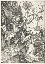 Life of the Virgin:  Joachim and the Angel, c. 1504. Albrecht Dürer (German, 1471-1528). Woodcut;