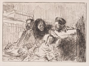 Temoins à l'audience, 1908. Jean Louis Forain (French, 1852-1931). Etching and crayon