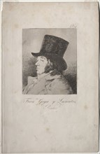 The Caprichos:  Portrait of Goya. Francisco de Goya (Spanish, 1746-1828). Etching and aquatint