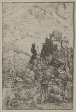 Landscape with a Castle, 1553. Hanns Lautensack (German, 1524-1566). Etching