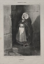 Bohemians of Paris, plate 15: The Pedestrain (or The Large Sick Woman), 1841. Honoré Daumier