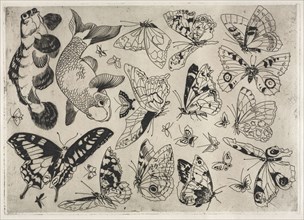 Dinner Service (Rousseau service): Butterflies and Fish (no. 16), 1866. Félix Bracquemond (French,