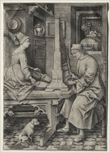The Organ Player and His Wife. Israhel van Meckenem (German, c. 1440-1503). Engraving