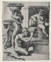 The Wine Press. Marcantonio Raimondi (Italian, 1470/82-1527/34). Engraving