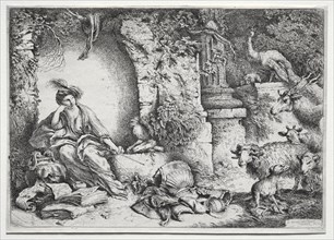 La Mèlancolie, c. 1660-1665. Giovanni Benedetto Castiglione (Italian, 1609-1664). Etching