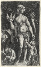 Venus between two cupids, 1520. Albrecht Altdorfer (German, c. 1480-1538). Engraving