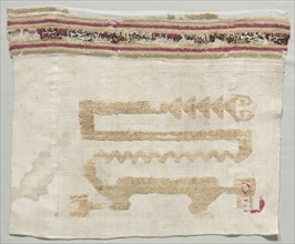 Fragment from a Mantle, c. 1100-1400. Peru, North Coast, Chimu Culture, 12th-15th century. Tabby,