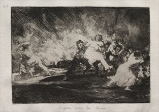 The Horrors of War:  They Escape Through the Flames. Francisco de Goya (Spanish, 1746-1828).