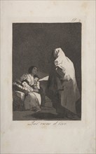 Caprichos:  Here Comes the Bogieman. Francisco de Goya (Spanish, 1746-1828). Etching and aquatint