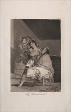 Caprichos:  She Fleeces Him. Francisco de Goya (Spanish, 1746-1828). Etching and aquatint