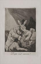 Caprichos:  Of What Ill Will He Die?, c. 1798. Francisco de Goya (Spanish, 1746-1828). Etching and