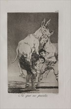 Caprichos:  Thou Who Canst Not. Francisco de Goya (Spanish, 1746-1828). Etching and aquatint