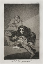 Caprichos:  The Shamefaced One. Francisco de Goya (Spanish, 1746-1828). Etching and aquatint