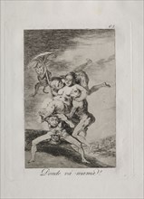 Caprichos:  Where is Mother Going?. Francisco de Goya (Spanish, 1746-1828). Etching and aquatint