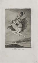 Caprichos:  There It Goes.. Francisco de Goya (Spanish, 1746-1828). Etching and aquatint