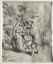 Man Conversing with a Woman. Adriaen van Ostade (Dutch, 1610-1684). Etching