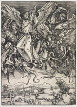 Revelation of St. John: St. Michael fighting the Dragon, 1511. Albrecht Dürer (German, 1471-1528).