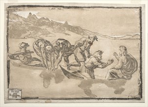 The Miraculous Draught of Fishes. Ugo da Carpi (Italian, c. 1479-c. 1532), after Raphael (Italian,