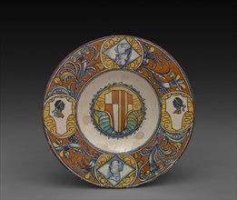 Plate, 1500s. Italy, 16th century. Tin-glazed earthenware (maiolica); diameter: 24.8 x 3.5 cm (9