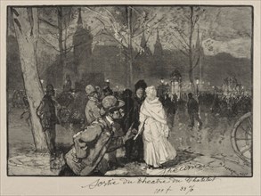 Sortie du Théâtre du Chatelet. Auguste Louis Lepère (French, 1849-1918). Wood engraving