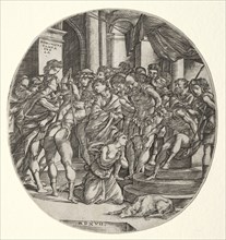Beheading of Saint Catherine, 1517. Domenico Campagnola (Italian, 1500-1564). Engraving