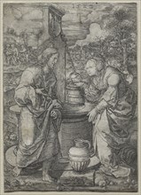 Christ and the Woman of Samaria, 1523. Dirk Vellert (Netherlandish, 1480/85-1547). Engraving