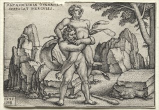 The Labors of Hercules: Hercules Crushing Antaeus, 1545. Hans Sebald Beham (German, 1500-1550).