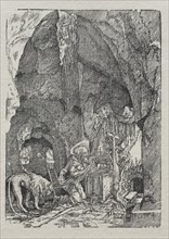 St. Jerome in the Cave, c. 1513-15. Albrecht Altdorfer (German, c. 1480-1538). Woodcut