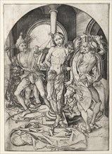 The Passion of Jesus Christ:  The Flagellation. Martin Schongauer (German, c.1450-1491). Engraving