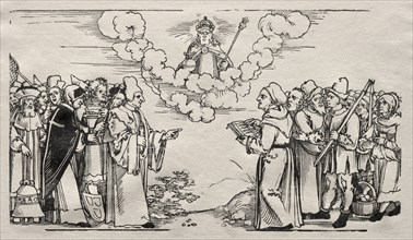 Dispute between Luther and a Catholic Theologian. Hans Sebald Beham (German, 1500-1550). Woodcut