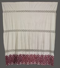 Bedspread, late 1800s. Hungary, Kalotaszeg, 19th century. Linen, embroidery, crochet; overall: 180