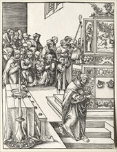 Martyrdom of St. John. Lucas Cranach (German, 1472-1553). Woodcut