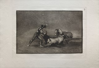 Bullfights:  A Spanish Knight Kills the Bull After Having Lost His Horse, 1876. Francisco de Goya