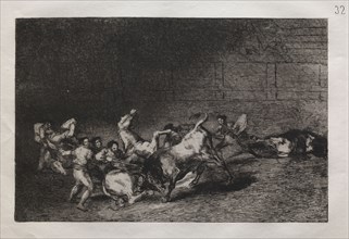 Bullfights:  Two Teams of Picadors Thrown One After the Other by a Single Bull, 1876. Francisco de