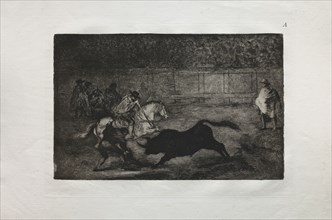 Bullfights:  A Spanish Mounted Knight Breaking Short Spears with the Help of Assistants, 1876.