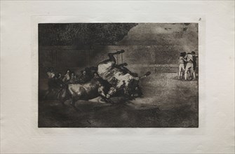 Bullfights:  A Horse Thrown by the Bull, 1876. Francisco de Goya (Spanish, 1746-1828). Engraving