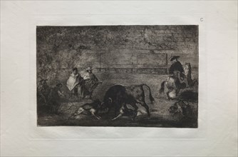 Bullfights: The Dog Let Loose on the Bull, 1876. Francisco de Goya (Spanish, 1746-1828). Engraving