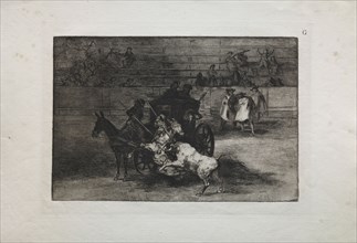 Bullfights:  Fight in a Carriage Harnessed to Two Mules, 1876. Francisco de Goya (Spanish,