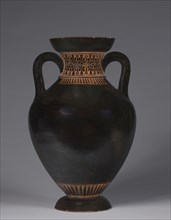 Panathenaic-shaped Amphora, 525-500 BC. Greece, 6th Century BC. Black-figure terracotta; overall: