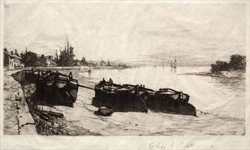 Mud Boats on the Thames, 1883. Charles Adams Platt (American, 1861-1933). Etching